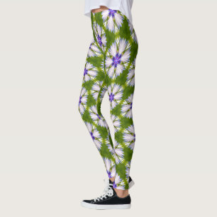 Legging Padrão de Cornflorins Branco