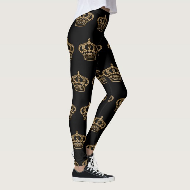 Legging Padrão de Coroa de Ouro Luxuoso (Direita)