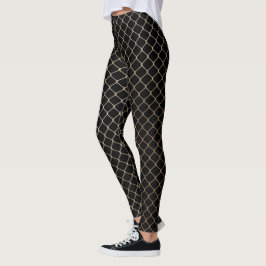 Legging Padrão de Corrente de Cerca de Ouro Moderno Elegan