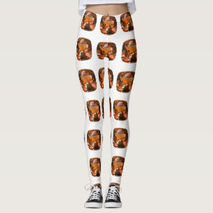 Legging Padrão de corte de almofada laranja