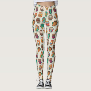 Legging Padrão de Coruja Fresca