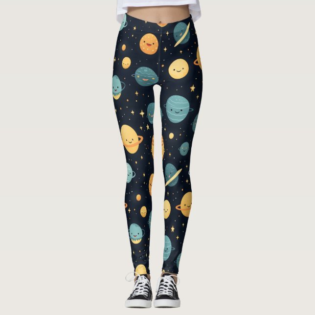 Legging Padrão de Cosmos Cute (Frente)