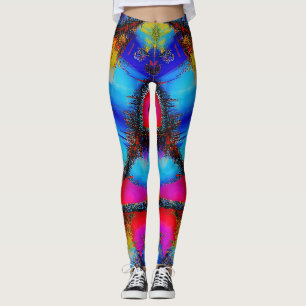 Legging Padrão de Costura Abstrato Colorido