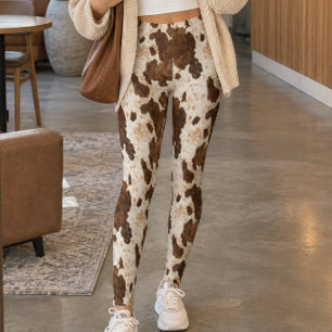 Legging Padrão de Couro Marrom Bege