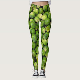 Legging Padrão de Couve-Flor Verde Divertido Legume