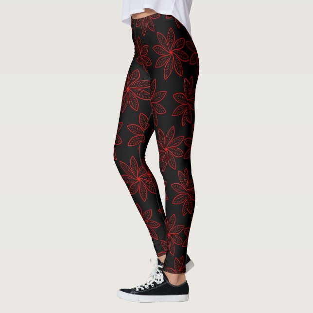 Legging Padrão de Crimson em Preto (Esquerda)