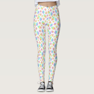 Legging Padrão de Cristais Arco-Íris de Pastel