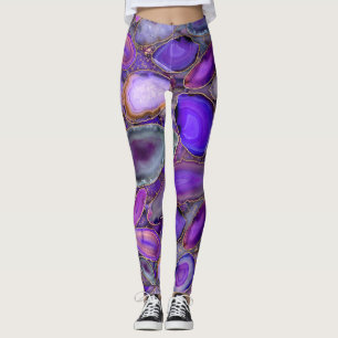 Legging Padrão de cristal de Geodes - Roxo e Violeta