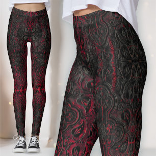 Legging Padrão de Cruzes Góticas Desgastadas Românticas em