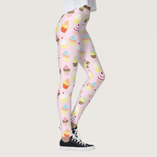 Legging Padrão de Cupcake Rosa