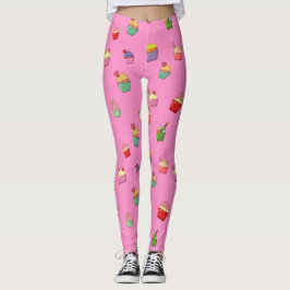 Legging Padrão de Cupcake Rosa Menino Bonito