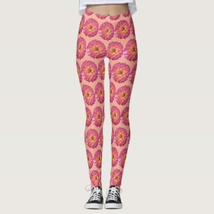 Legging Padrão de Dália Rosa e Amarela
