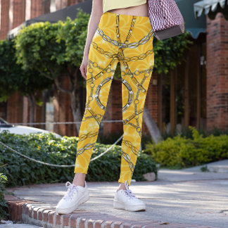 Legging Padrão de Damasco com Corrente