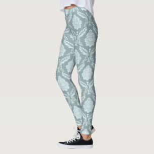Legging Padrão de Damasco Rococó Azul Ovo de Pato+Verde-az