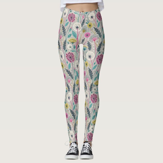 Legging Padrão de Dandelion e Foliage Insoltos (Frente)