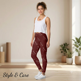 Legging Padrão de Data de Monograma Personalizado Marrom E