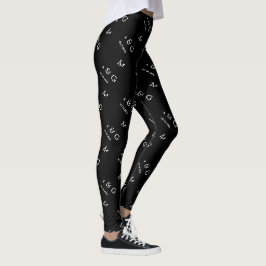 Legging Padrão de Data de Monograma Personalizado Moderno