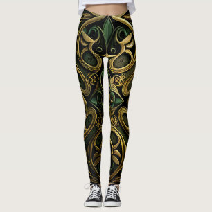 Legging Padrão de decoração de Xadrezes Ornamentais de Bro