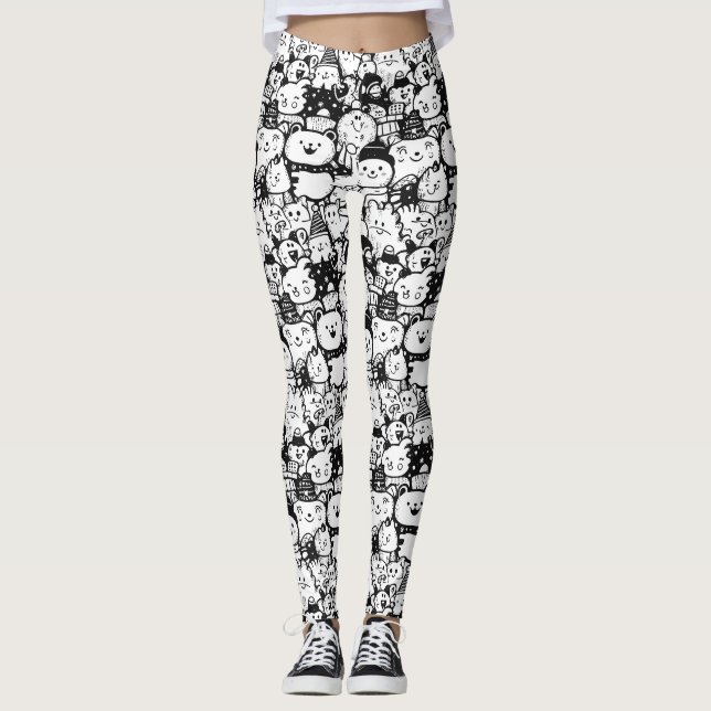 Legging Padrão de Desenho Animado Fofo Kawaii (2) (Frente)