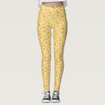 Legging Padrão de Desenho da Mão dos Arcos Amarelos Coquet<br><div class="desc">Perfis de cochete e de chicote com ilustração desenhada à mão de arcos e corações amarelos.</div>