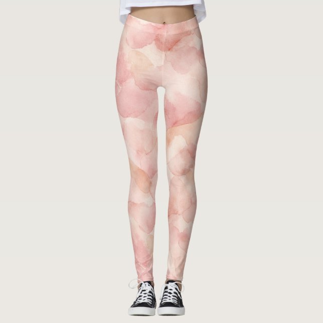 Legging Padrão de Design Abstrato Moderno Rosa Suave (Frente)