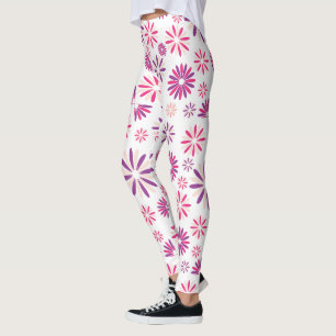 Legging Padrão de Design de Flores Coloridas