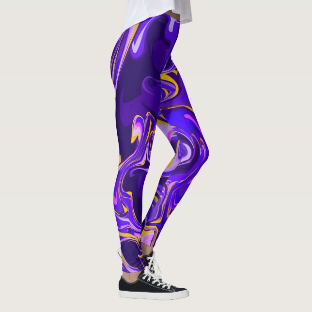 Legging Padrão de Design de mármore roxo (Direita)