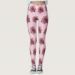 Legging Padrão de Design de Rosa Rosa Minimalista