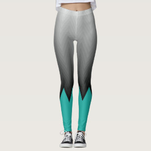 Legging Padrão de desvio da cinza Cor azul turquesa azul p