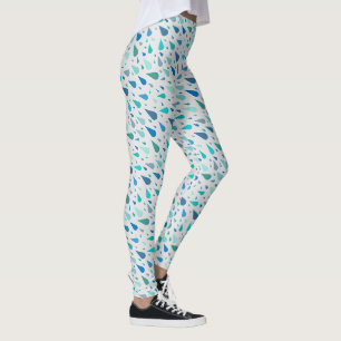 Legging Padrão de dia chuvoso com gotas de chuva azuis