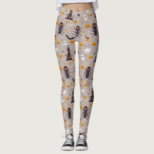 Legging Padrão de Dia das Bruxas Bonito e Spooky