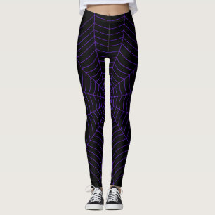 Legging Padrão de Dia das Bruxas da teia roxa-negra