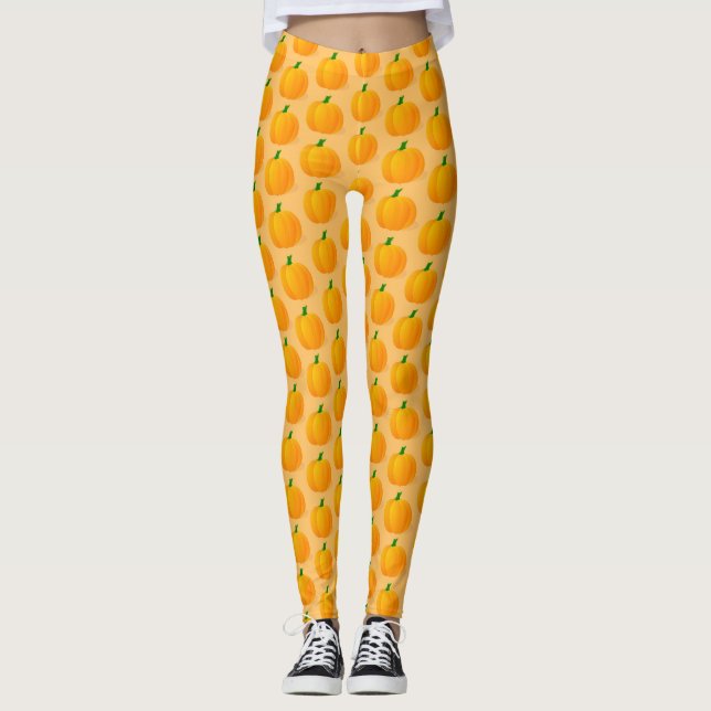 Legging Padrão de Dia das Bruxas de Trombose Laranja (Frente)