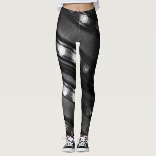 Legging Padrão de Diagonal das Luzes Brilhantes Pretas e 