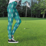 Legging Padrão de Diamante de Argyle em 3 Formas de Teal<br><div class="desc">Teal,  turquesa e aqua se combinam em um golfe retrô inspiraram o padrão Argyle com uma reviravolta moderna. Os diamantes são cruzados pela costura branca clássica.</div>
