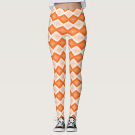 Legging Padrão de diamante de laranja