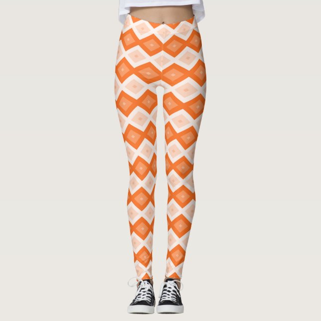 Legging Padrão de diamante de laranja (Frente)