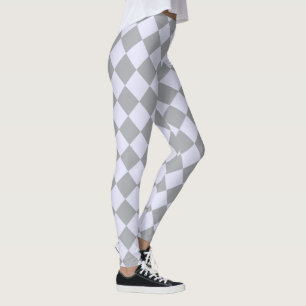 Legging Padrão de diamante em cinzas e lavandas