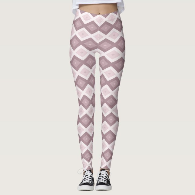 Legging padrão de diamante rosa rosa quartz (Frente)
