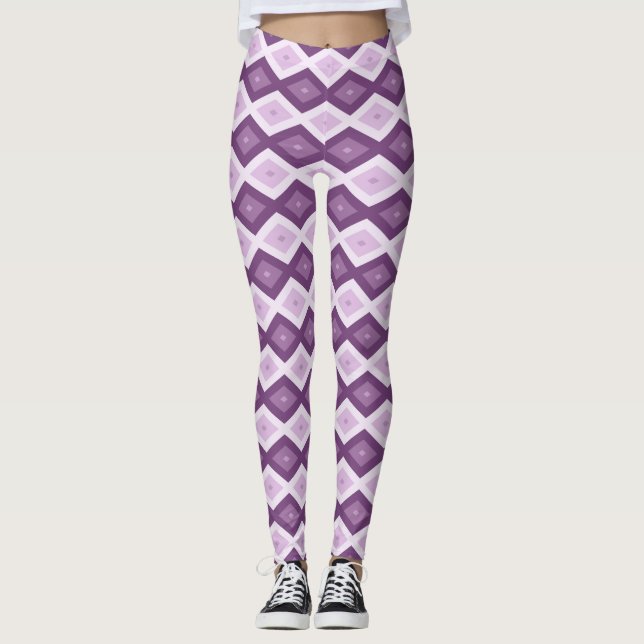 Legging Padrão de diamante roxo (Frente)