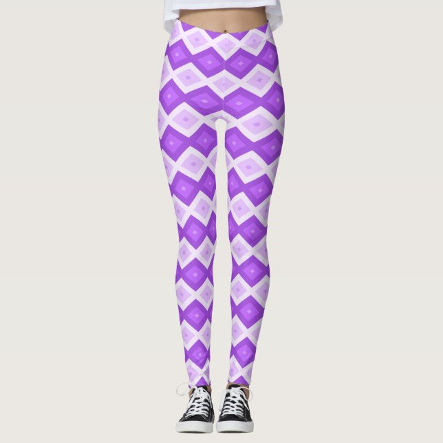 Legging Padrão de diamante roxo brilhante (Frente)