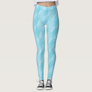 Legging Padrão de diamante turquesa pastel