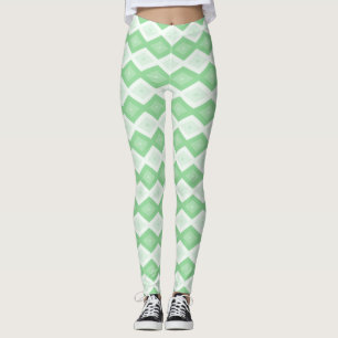 Legging Padrão de diamante verde da maçã