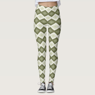 Legging Padrão de diamante verde-oliva