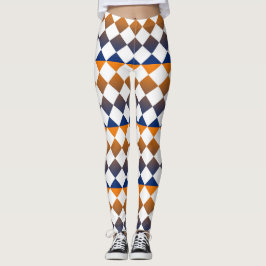 Legging Padrão de Diamante Xadrez Colorido