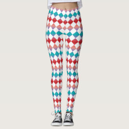 Legging Padrão de Diamante Xadrez Colorido