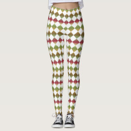 Legging Padrão de Diamante Xadrez Colorido