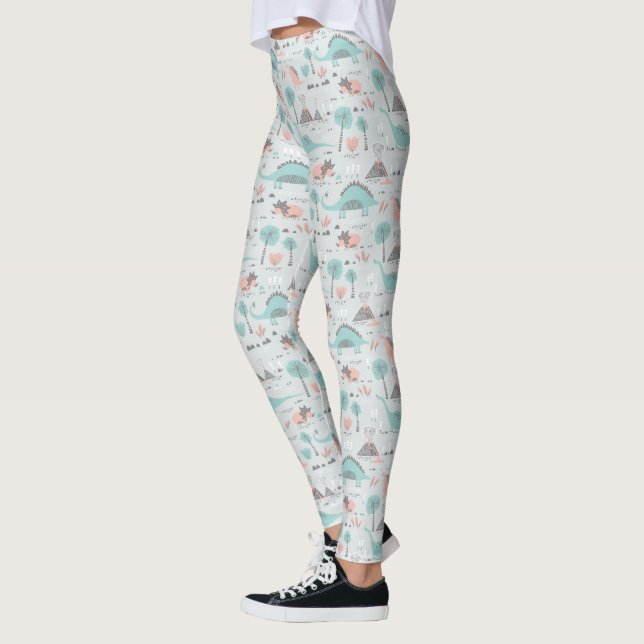Legging Padrão de Dinossauro Pastel (Esquerda)