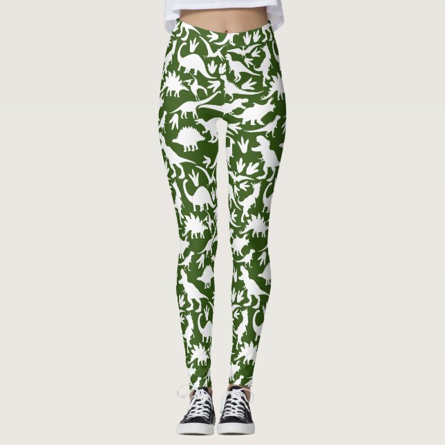 Legging Padrão de dinossauros 01 c. fundo DGreen (Frente)