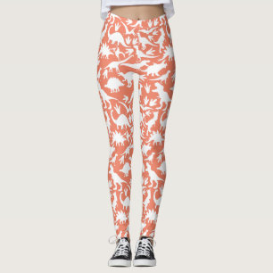 Legging Padrão de dinossauros 01 w. Laranja BG
